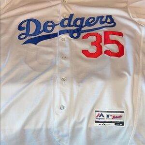 Majestic Dodgers White Jersey with Blue and Red